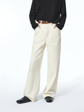 Women's White Wide-Leg Jeans with Belt